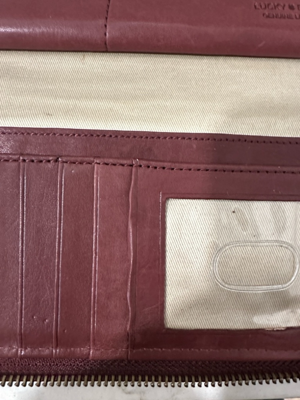 Lucky Brand Women's Leather Wristlet Wallet - Burgundy - Picture 6 of 7